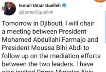 Madaxweyne Ismail Omar Gelle oo xaqiijiyay kulan bari ka dhici doona Jabuuti