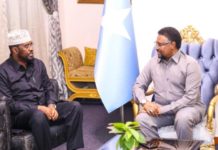 Gudoomiyaha Golaha Shacabka iyo Axmed Madoobe oo ku kulmay Muqdisho