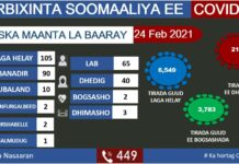 Wasaarada Caafimaadka oo ka hadashay Xogtii ugu dambeeysay ee Covid19