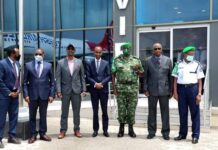 Wafdi ka socda golaha Amniga Midowga Afrika oo soo gaaray Muqdisho+ Sawiro Daawo: