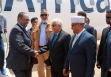 Madaxweynaha Dowladd Gobaleedka Puntland Saciid Cabdullaahi Deni iyo Wafdi uu hoggaaminayo, oo siweyn loogu soo dhoweeyay maanta Magaalada Garoowe