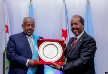 Madaxweyne Xasan Sheekh oo billadda ugu sarraysa dalka guddoonsiiyay madaxweyne Geelle